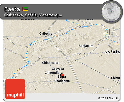 Shaded Relief Panoramic Map of Baeta