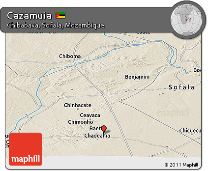 Shaded Relief Panoramic Map of Cazamuia