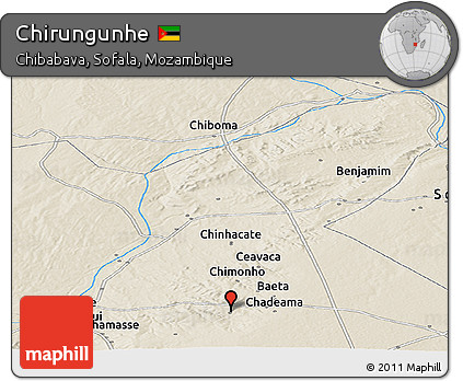 Shaded Relief Panoramic Map of Chirungunhe