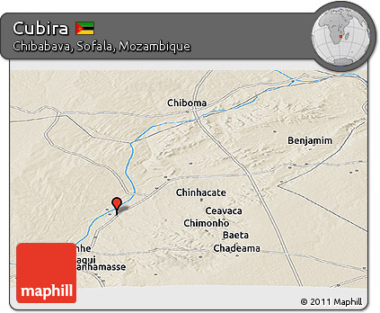 Shaded Relief Panoramic Map of Cubira