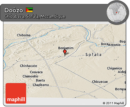 Shaded Relief Panoramic Map of Doôzo
