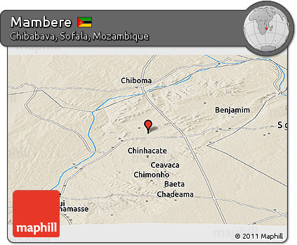 Shaded Relief Panoramic Map of Mambere