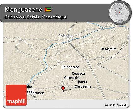 Shaded Relief Panoramic Map of Manguazene