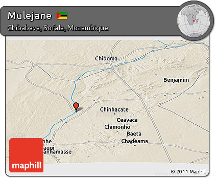Shaded Relief Panoramic Map of Mulejane