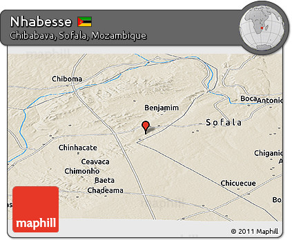 Shaded Relief Panoramic Map of Nhabesse