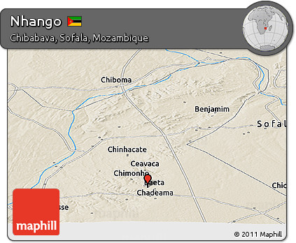 Shaded Relief Panoramic Map of Nhango