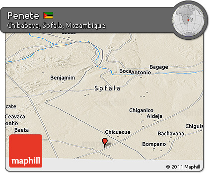 Shaded Relief Panoramic Map of Penete