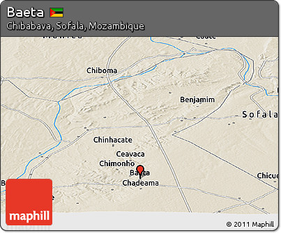 Shaded Relief Panoramic Map of Baeta
