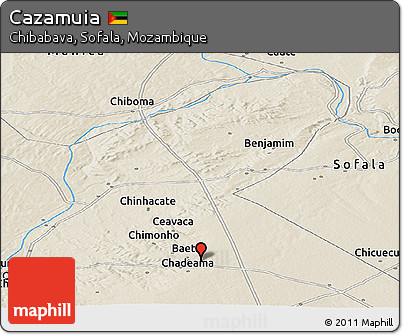 Shaded Relief Panoramic Map of Cazamuia