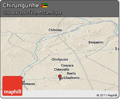 Shaded Relief Panoramic Map of Chirungunhe