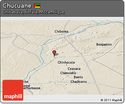 Shaded Relief Panoramic Map of Chucuane