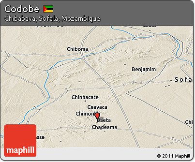 Shaded Relief Panoramic Map of Codobe