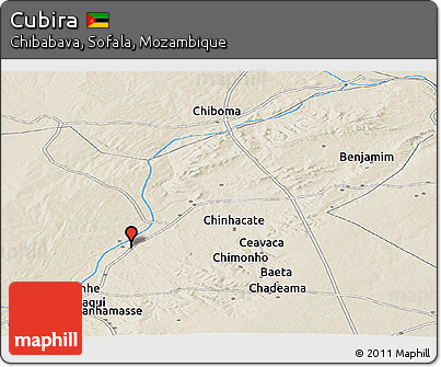 Shaded Relief Panoramic Map of Cubira