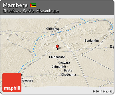 Shaded Relief Panoramic Map of Mambere