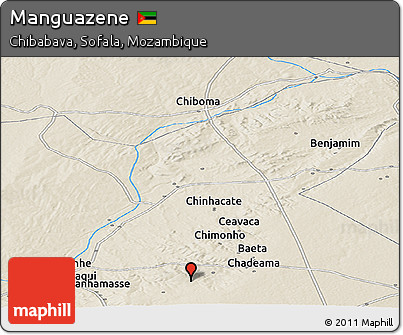 Shaded Relief Panoramic Map of Manguazene