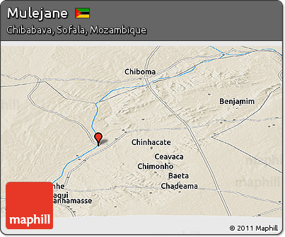 Shaded Relief Panoramic Map of Mulejane