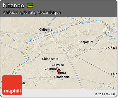 Shaded Relief Panoramic Map of Nhango