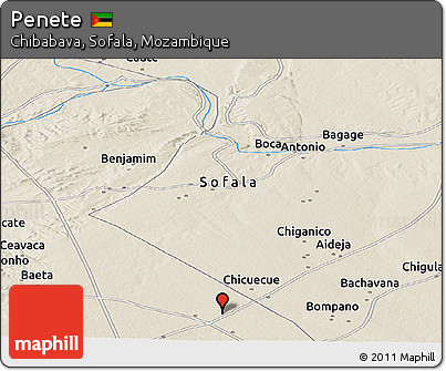 Shaded Relief Panoramic Map of Penete