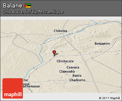 Shaded Relief Panoramic Map of Balane