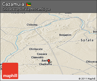 Shaded Relief Panoramic Map of Cazamuia