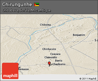 Shaded Relief Panoramic Map of Chirungunhe