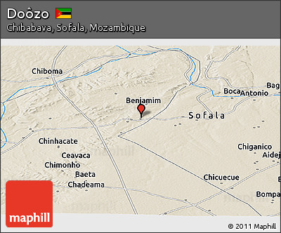 Shaded Relief Panoramic Map of Doôzo