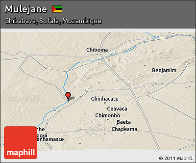 Shaded Relief Panoramic Map of Mulejane