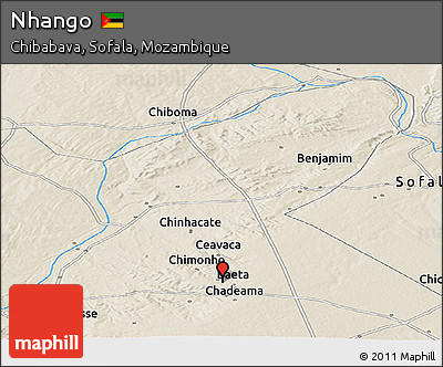 Shaded Relief Panoramic Map of Nhango