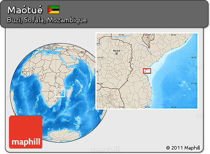 Shaded Relief Location Map of Maótué