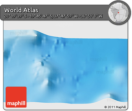 Shaded Relief 3D Map of the Area around 20° 2' 43" S, 37° 19' 30" W