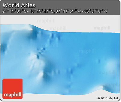 Shaded Relief 3D Map of the Area around 20° 2' 43" S, 37° 19' 30" W