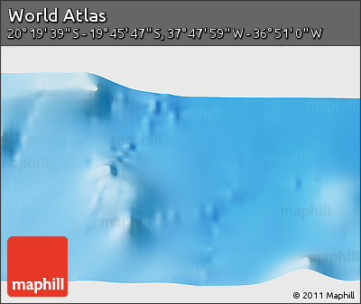 Shaded Relief 3D Map of the Area around 20° 2' 43" S, 37° 19' 30" W