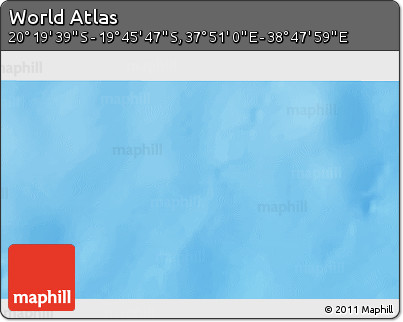 Physical 3D Map of the Area around 20° 2' 43" S, 38° 19' 30" E