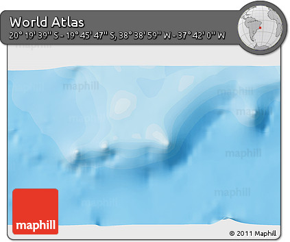 Political 3D Map of the Area around 20° 2' 43" S, 38° 10' 29" W