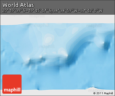 Political 3D Map of the Area around 20° 2' 43" S, 38° 10' 29" W