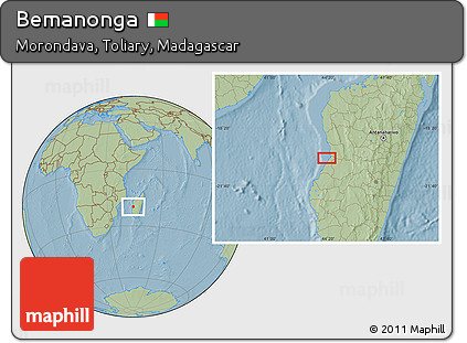 Savanna Style Location Map of Bemanonga, hill shading