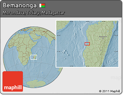 Savanna Style Location Map of Bemanonga, hill shading