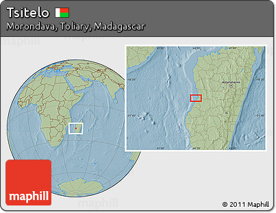 Savanna Style Location Map of Tsitelo, hill shading