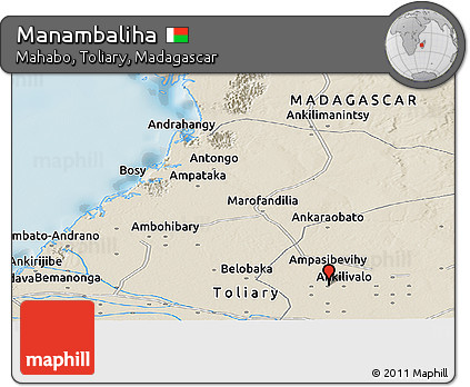 Shaded Relief Panoramic Map of Manambaliha