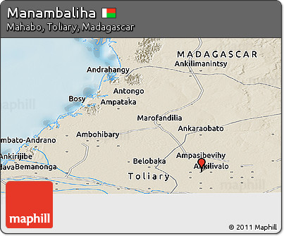 Shaded Relief Panoramic Map of Manambaliha