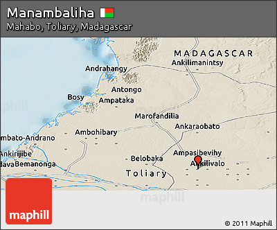 Shaded Relief Panoramic Map of Manambaliha