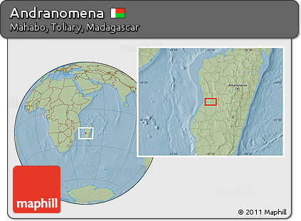 Savanna Style Location Map of Andranomena, hill shading