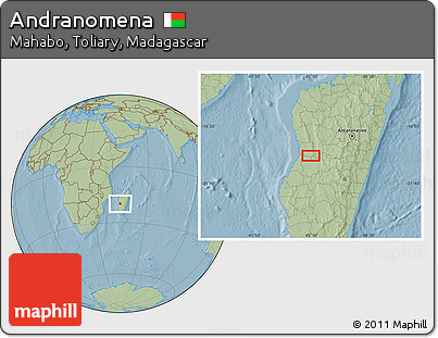 Savanna Style Location Map of Andranomena, hill shading
