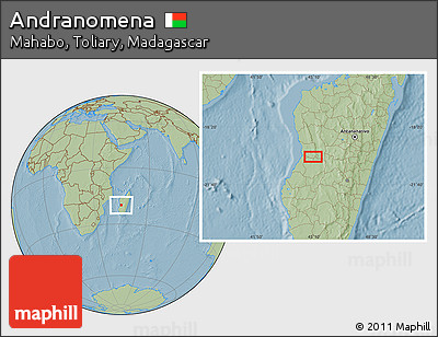 Savanna Style Location Map of Andranomena, hill shading