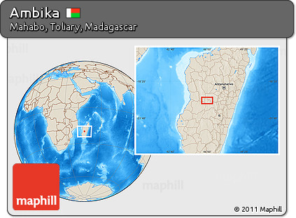Shaded Relief Location Map of Ambika