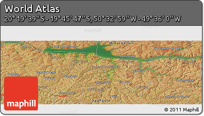 Satellite Panoramic Map of the Area around 20° 2' 43" S, 50° 4' 30" W
