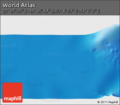 Physical 3D Map of the Area around 20° 2' 43" S, 53° 37' 30" E