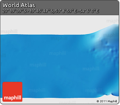 Physical 3D Map of the Area around 20° 2' 43" S, 53° 37' 30" E