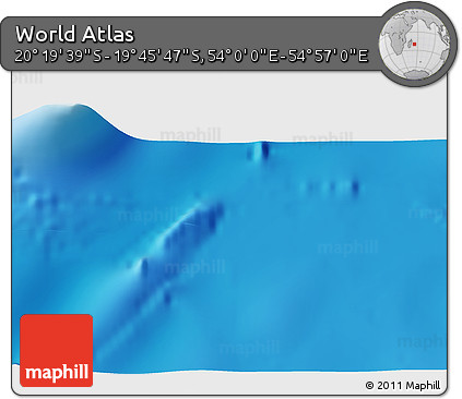 Physical 3D Map of the Area around 20° 2' 43" S, 54° 28' 30" E