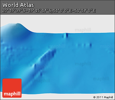 Physical 3D Map of the Area around 20° 2' 43" S, 54° 28' 30" E